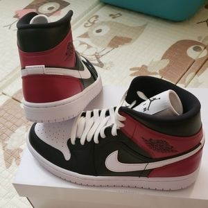 NEW Jordan 1 Mid Black Noble Red